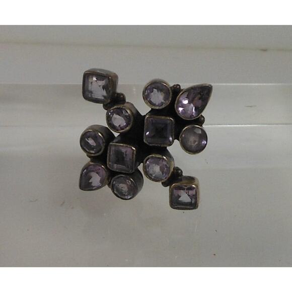 Handcrafted Sterling Silver Ring Vintage Natural Amethyst Size 6 Unique Design - Picture 2 of 9
